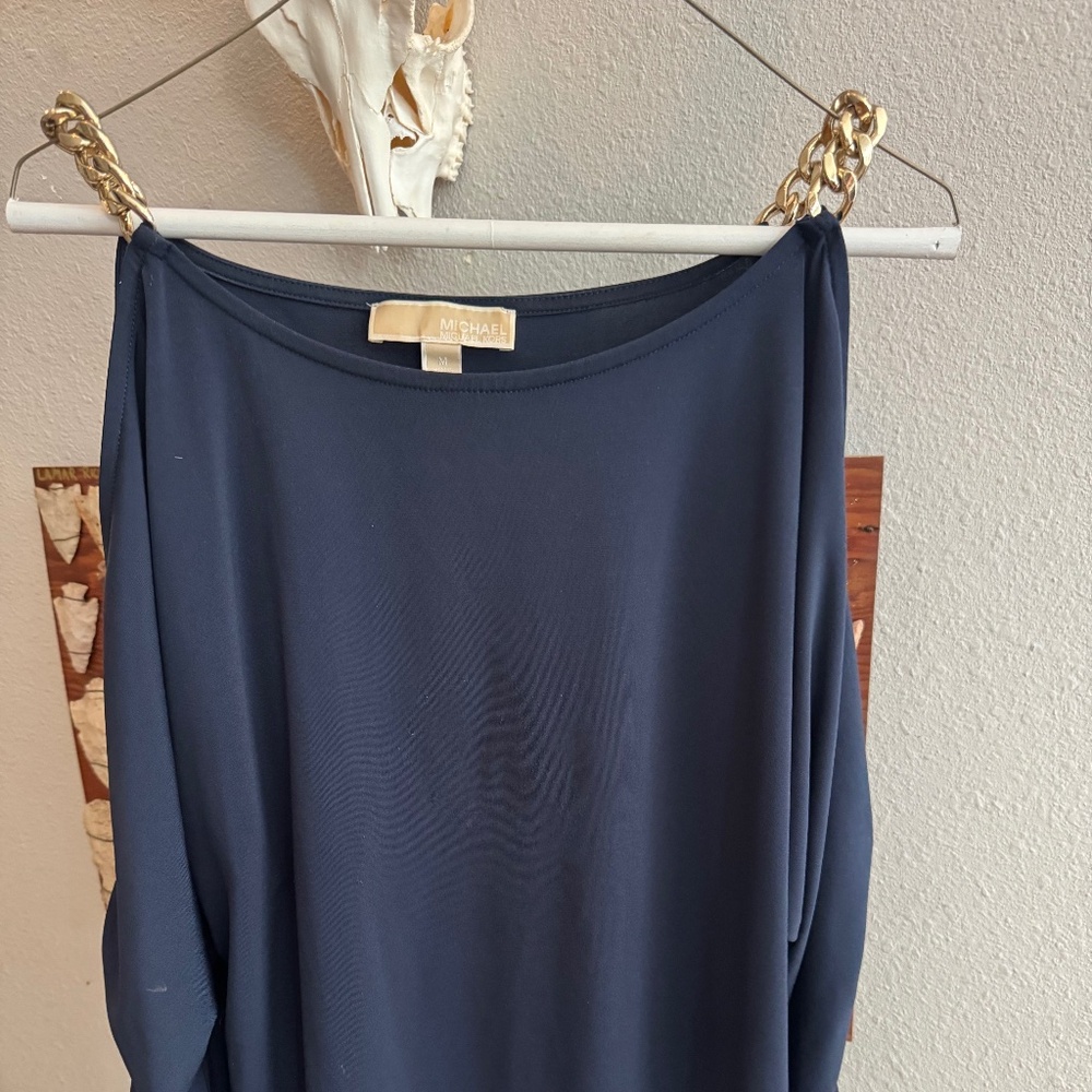 Michael Kors shirt with gold chain straps. Size M.